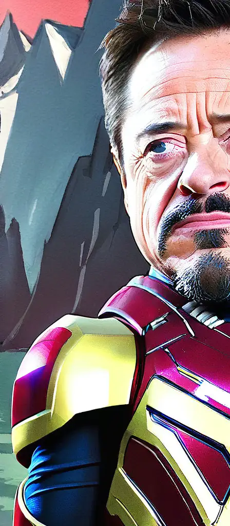 down syndrome tony stark, a scene from the Infinite Tapestry endless AI painting