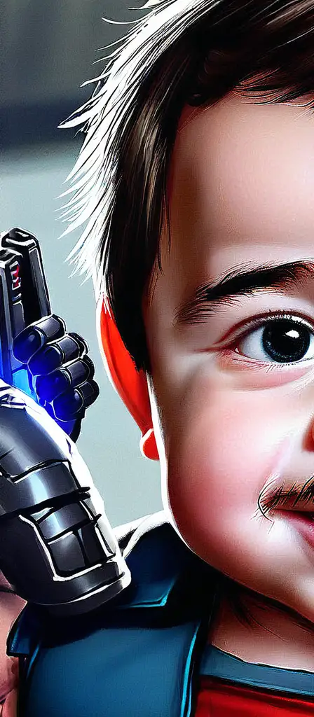 baby tony stark, a scene from the Infinite Tapestry endless AI painting