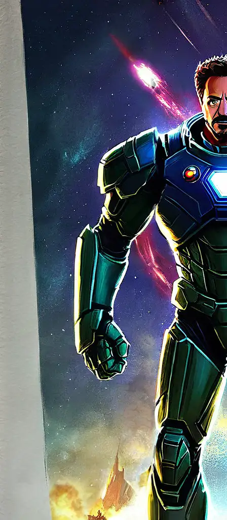 tony stark doomguy but instead of space demons it's jewish people, a scene from the Infinite Tapestry endless AI painting