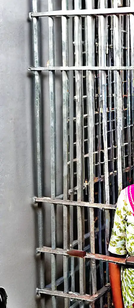 indian guy trapping white woman in cage for bob, a scene from the Infinite Tapestry endless AI painting