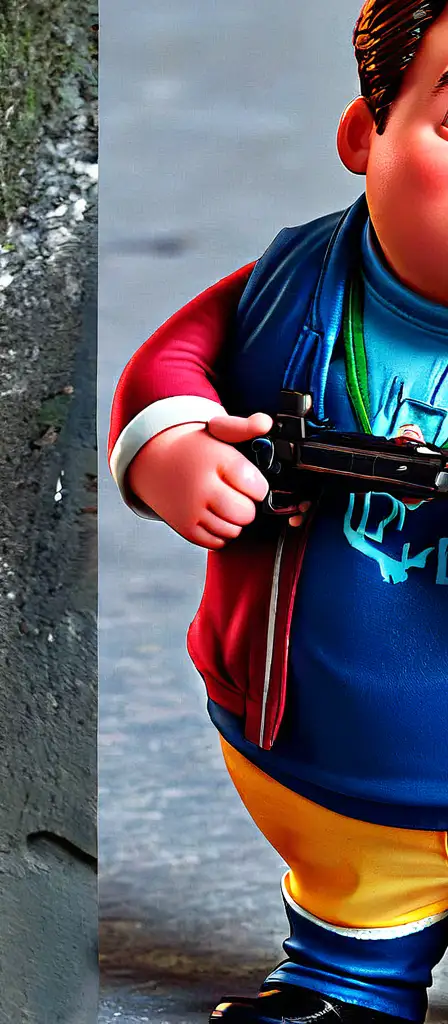 tony stark fat kid from the movie "up", a scene from the Infinite Tapestry endless AI painting