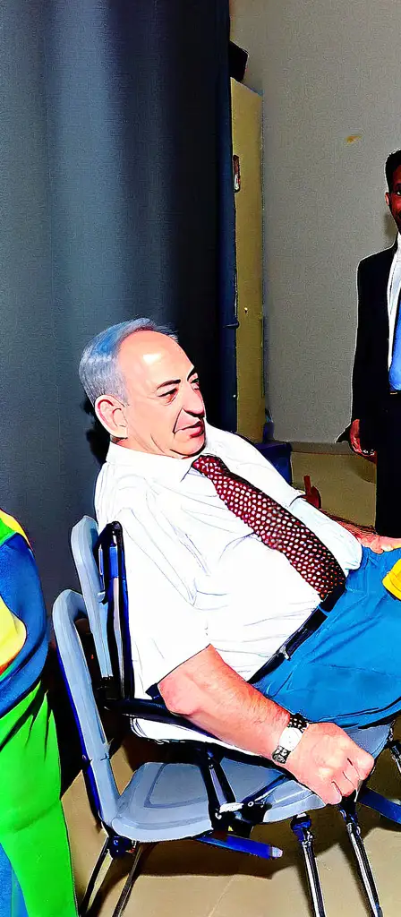 tony stark getting milked by benjamin netanyahu, a scene from the Infinite Tapestry endless AI painting