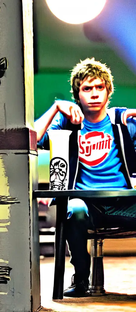 milking table scott pilgrim, a scene from the Infinite Tapestry endless AI painting
