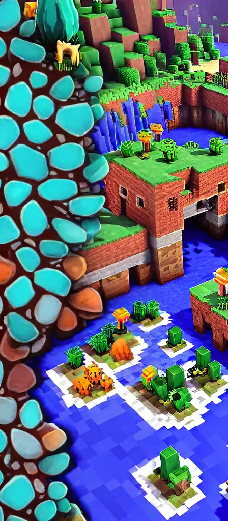 Minecraft overwolrd filled with creatures, a scene from the Infinite Tapestry endless AI painting