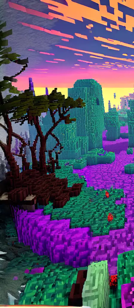 Mjnecraft nether biome, a scene from the Infinite Tapestry endless AI painting