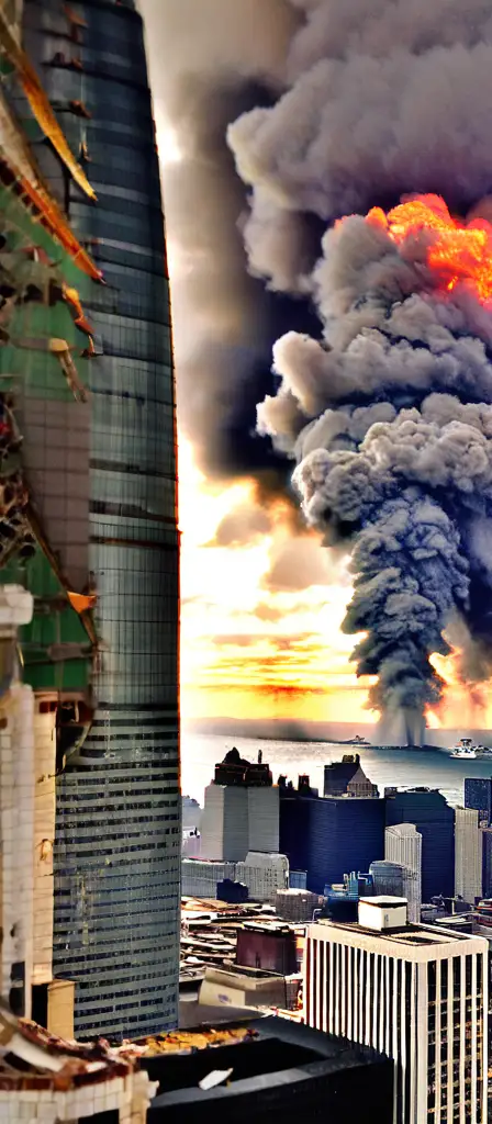 9/11, a scene from the Infinite Tapestry endless AI painting