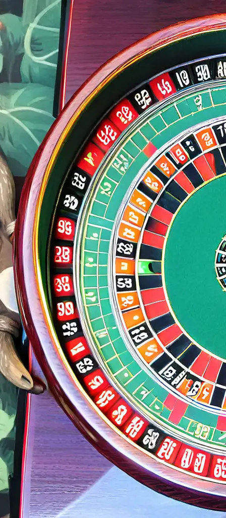 psycheledic roulette table, a scene from the Infinite Tapestry endless AI painting