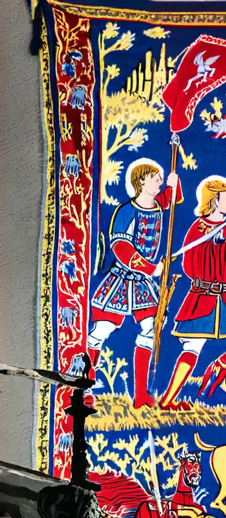 medieval battle of hastings style tapestry, a scene from the Infinite Tapestry endless AI painting