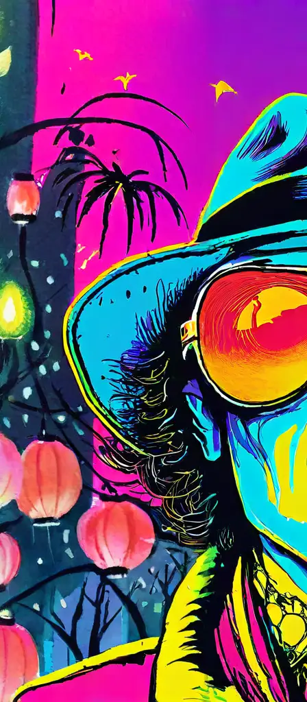 fear and loathing in las vegas psychedelic, a scene from the Infinite Tapestry endless AI painting