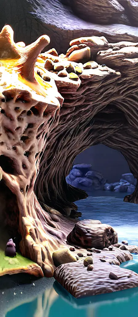 photorealistic poop cavern, a scene from the Infinite Tapestry endless AI painting