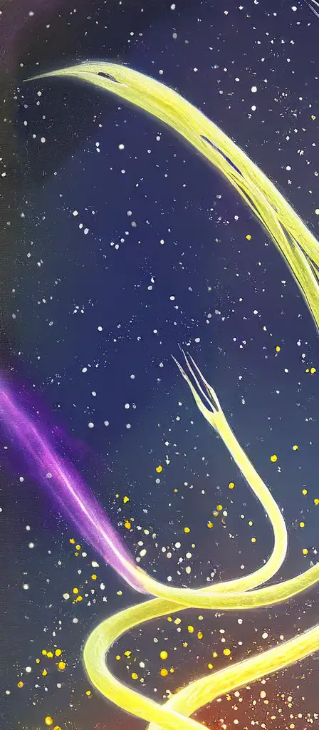 giant sperms flying in space, a scene from the Infinite Tapestry endless AI painting
