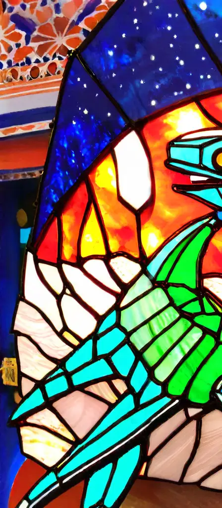 stained glass robot space whale, a scene from the Infinite Tapestry endless AI painting