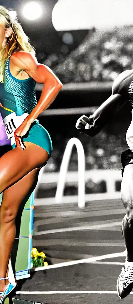 Burnette pretty track runner winning the olympics, a scene from the Infinite Tapestry endless AI painting