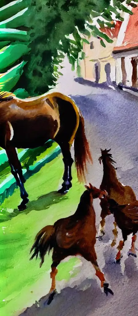 Horse pooping, a scene from the Infinite Tapestry endless AI painting